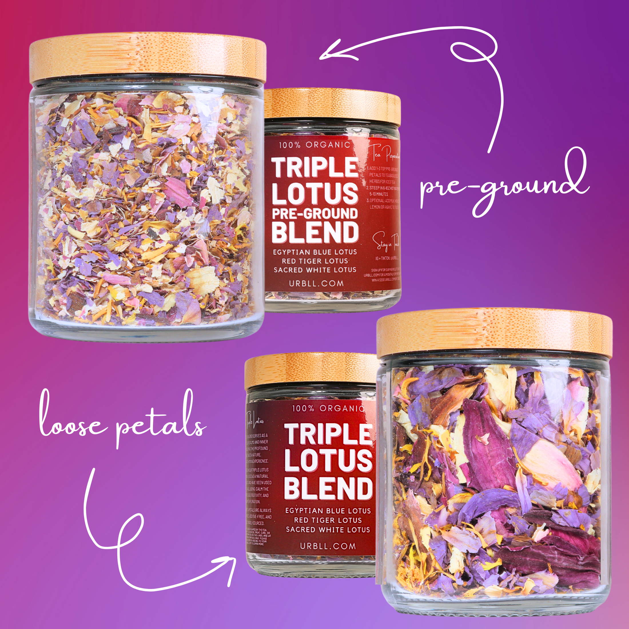 Triple Lotus Blend • Pre-Ground in Glass Jar