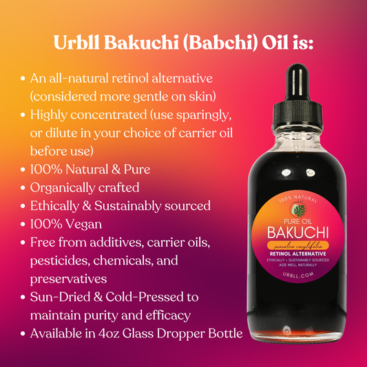 100% Pure Bakuchi (Babchi) Oil • Bakuchiol • Organic Retinol Alternative • Concentrated 4oz Bottle • For Acne, Wrinkles, Fine Lines, All-Natural Skin Care