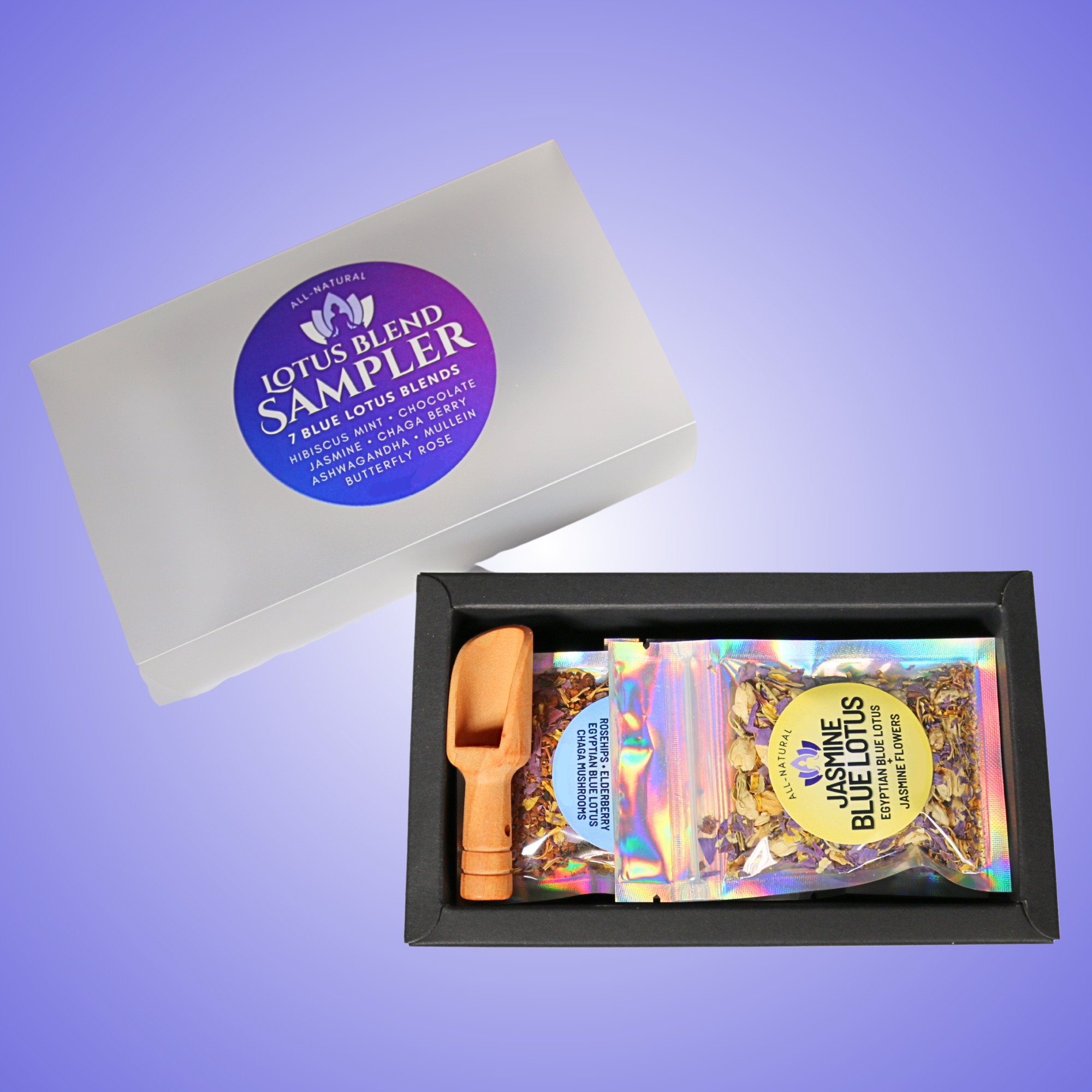 Blue Lotus Tea Sampler Box • 7-Blend Sliding Gift Set
