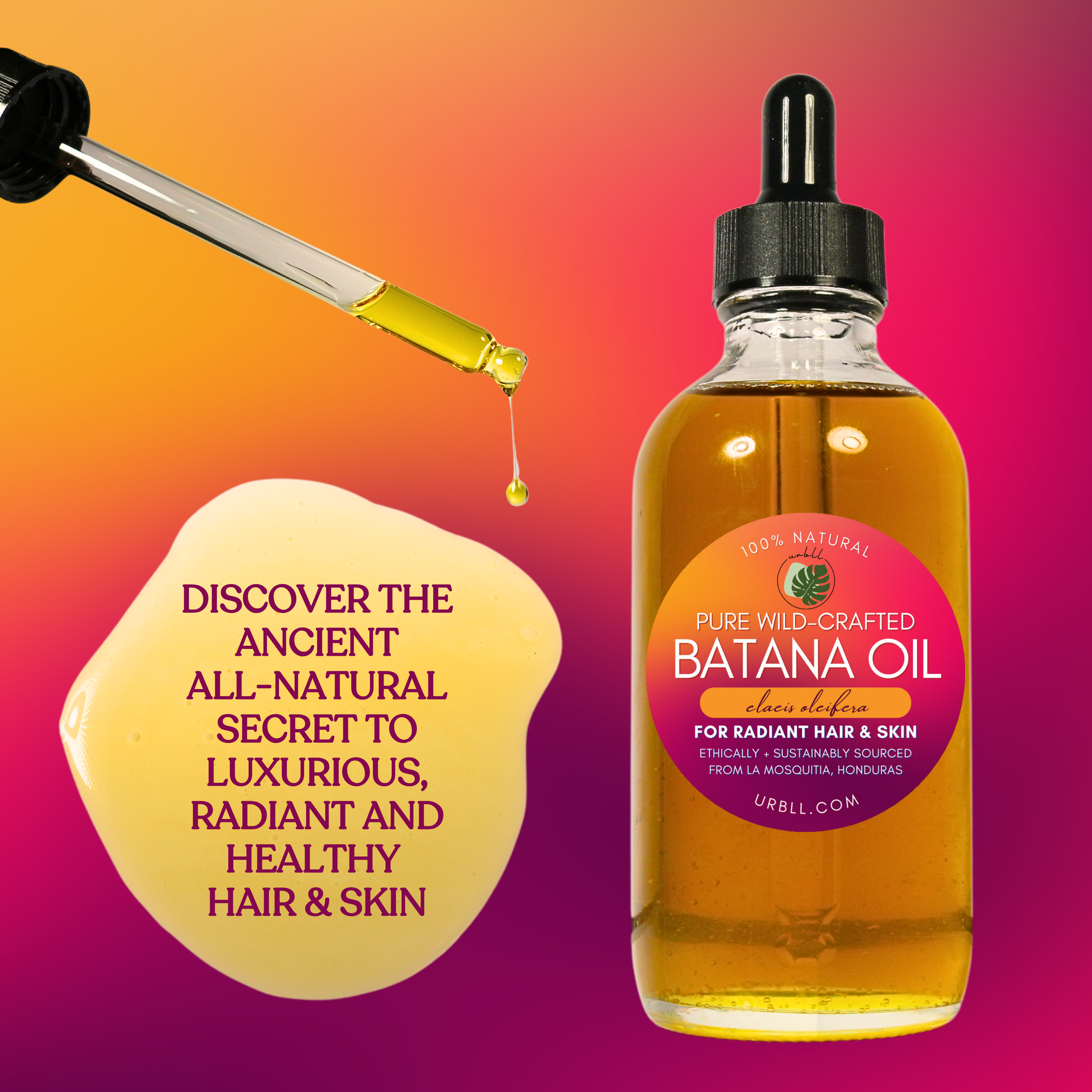 100% Pure Batana Oil • Fractionated, Wild-Harvested, Non-GMO