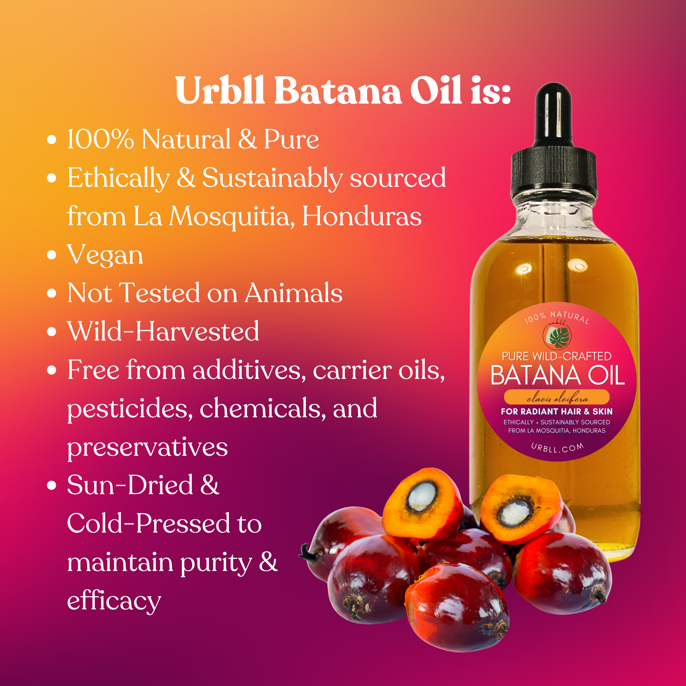 100% Pure Batana Oil • Fractionated, Wild-Harvested, Non-GMO