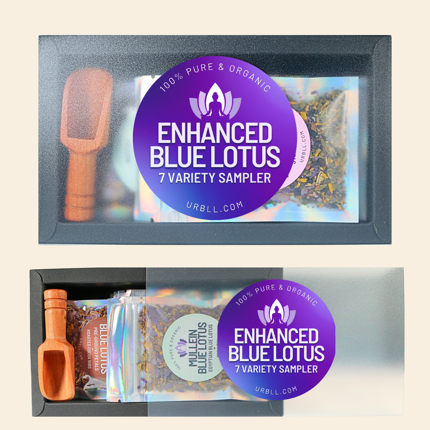 Enhanced Blue Lotus Variety Sampler Box • 7 Organic Egyptian Blue Lotus Herbal Blends