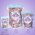 Load image into Gallery viewer, Three packages of Egyptian Blue Lotus whole flowers with size labels on a purple background
