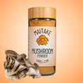 Load image into Gallery viewer, Jar of Maitake mushroom powder with a mushroom on an orange background
