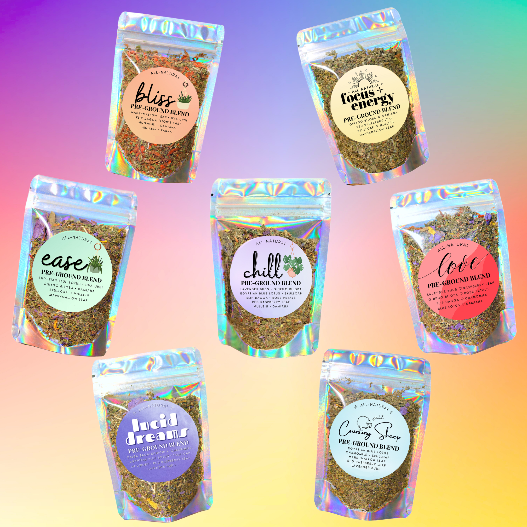 7 Pre-Ground Mood Blends